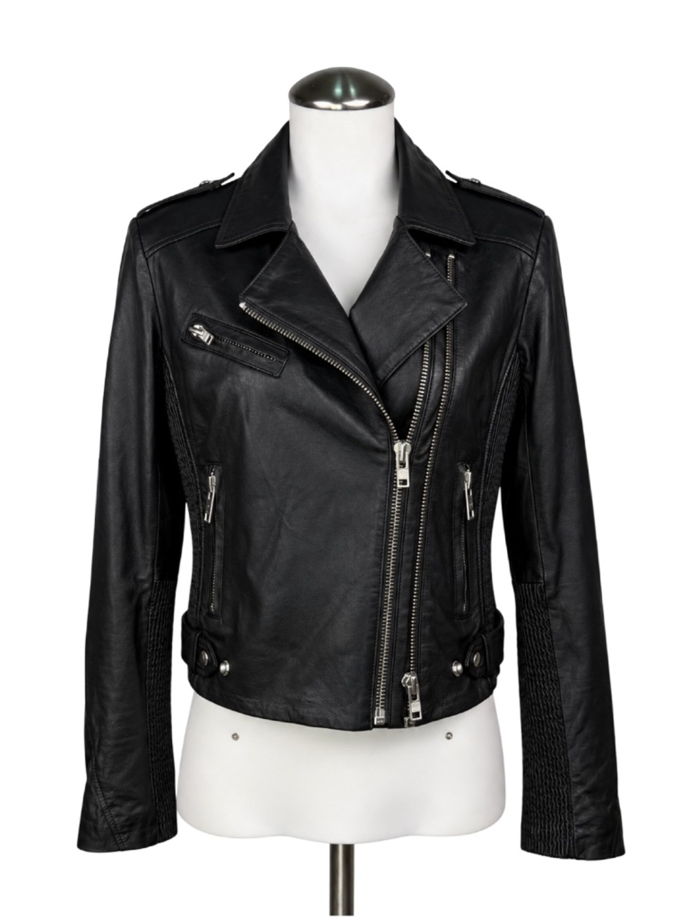 IRO Paris Black Leather Moto Biker Jacket FR 40 US 8